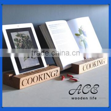 High Quality Solid Wood Customization Laser Logo Wooden Pad Holder Bookcase with Logo CNC Carve Solid Wood Book Stand