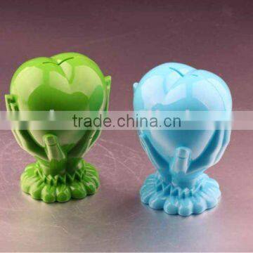 Promotional gift fancy heart shape plastic saving bank