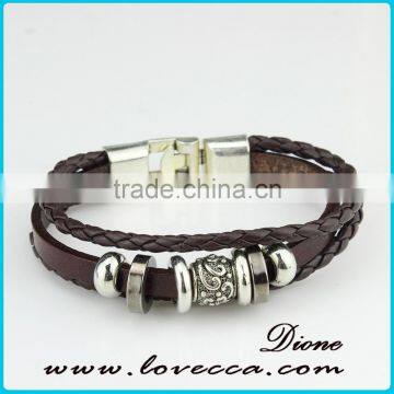 316L Stainless Steel Leather Bracelets for Men Braided photo-3
