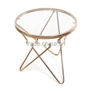 Elegant Furniture brass PVD solid Stainless Steel Glass Coffee Table