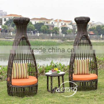 tropical hotel village patio stylish chairs outdoor PE rattan waterproof funiture