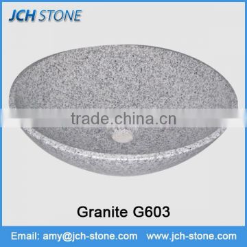 High quality round basin G603 grey granite bathroom sink