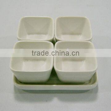 Set of 5 square ceramic snack tray with ceramic based