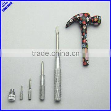6 in 1 gift packing floral multi function hammer screw driver