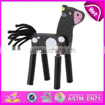 2016 Wholesale cheap kids mini wooden toy horse for sale W06D031