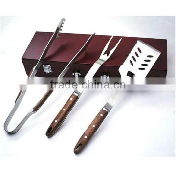 BQ-0091 / 3 pcs rose wood handle barbeque tool