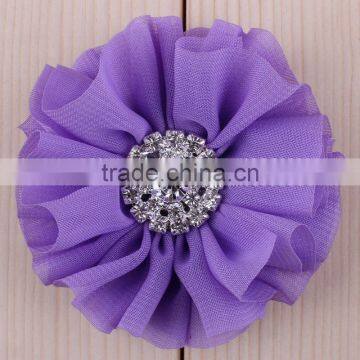 Fabric Chiffon Flower Clip With Rhinestone Center for Kids Hair Accessories photo-6