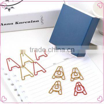 English Letters A shaped colorful binding paper clips