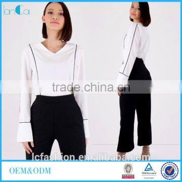 Office Style Blouses & Tops 2017 Fashion Clothing White Long Sleeve Blouses For Women