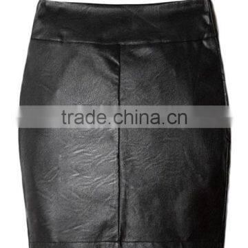 2016 Summer Women Fashion Leather Plain Black Mini Sexy Skirt Suit Wrap Skirt photo-3