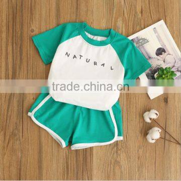 2017 Bulk Wholesale Girls Summer Clothing Set Raglan Sleeve t Shirt and Shorts Sports Style Suits photo-3