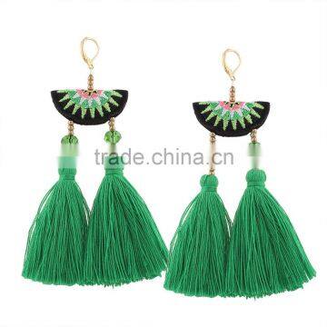 Bohemian Ethnic Jewelry Embroidery Tassel Dangle Earrings photo-4
