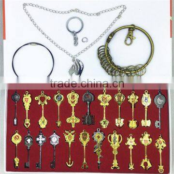 hot sale Fairy Tail badge alloy jewelry necklace 12 constellation sign 22 pieces key buckle