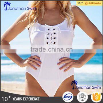 Women's Sexy Strappy Solid Color Backless Nylon Spandex One Piece Swimsuits. photo-3