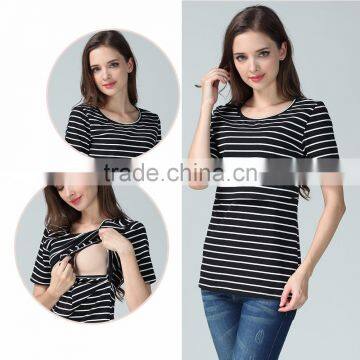Summer Wholesale Maternity T-shirts for Pregnant Women Cotton Breathable Nursing Tops Outdoor Breastfeeding Clothing photo-2