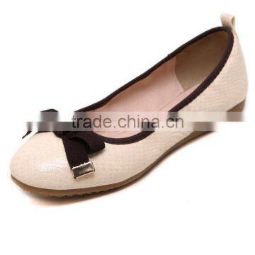Zm50194b Flat Lady Shoes With Bowknot Wholesale Pure Color Plus Size Shoe photo-3