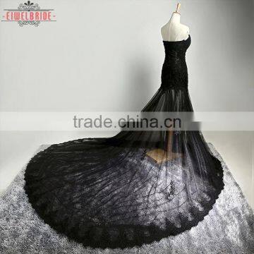 Long Floor-length Black Mermaid Wedding Dresses/Backless Wedding Dress photo-3