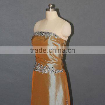 Orange Taffeta Strapless Long Evening Dress 2017 photo-4