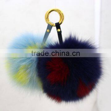 Myfur New Arrived Spot Fox Fur Ball Keyring Bag Charm Pom Pom Keychain