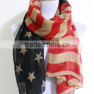 American Flag Scarf Cute Star Bangled Banner Scarf Red and Blue Star Scarf Taupe American Flag Scarf photo-3