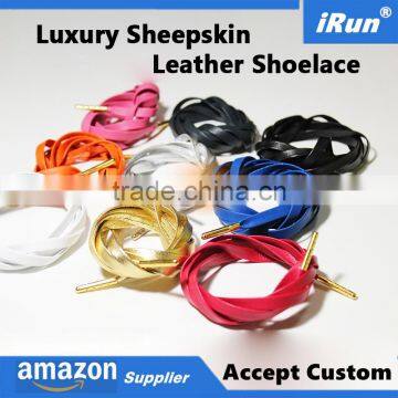 Ebay Best Selling Leather Laces - Flat Aglets Italian Premium Sheepskin Leather Shoelaces Manufacturer - Accept Custom