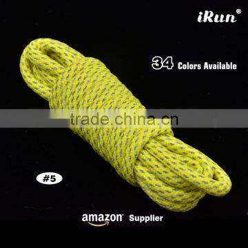 Reflective Safety Asics Boot Shoe Laces - High Visibility Shoestrings - Bright Round Rope Shoelaces for Sport Sneakers