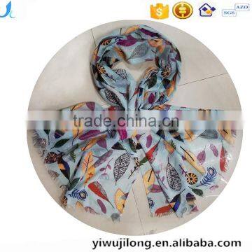 2017 New Fashion Woven Tatting Leaf Pattern Long Scarf