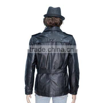 DOUBLE PRESS OFFICER LEATHER COAT SHEEP LEATHER photo-4