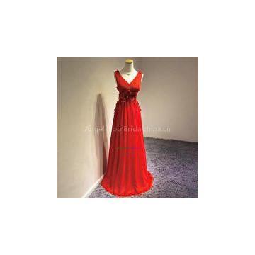 Bright Red Chiffon Prom Dresses P1525