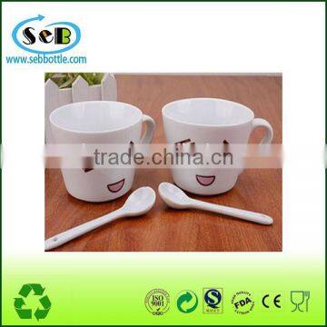 funny ceramic mug cup with spoon