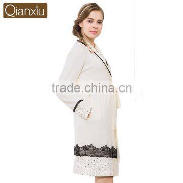 Good price Qianxiu girls sexy lace collar printing stitching cotton robe