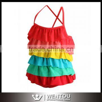 Girls One Piece Ruffled Tankini Kids Swimwear