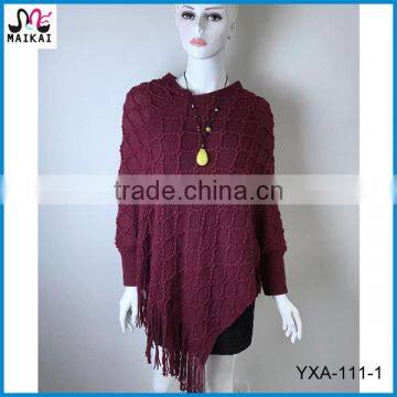 High quality women's winter fashion knitting pattern mexican poncho