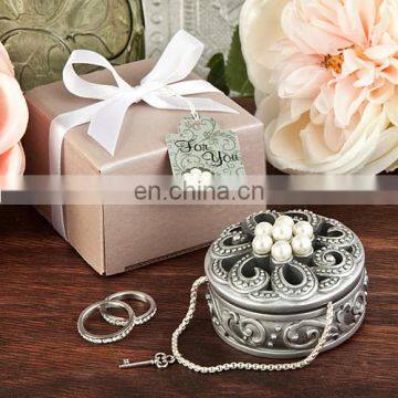 Pearl Flower Curio / jeweled Trinket Boxes cheap wedding trinket box