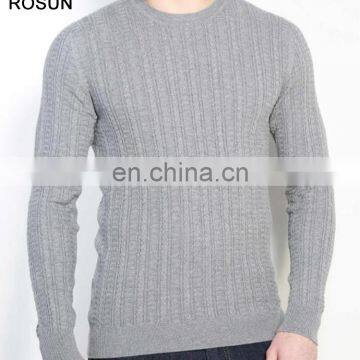 Best design long sleeve t shirt as cotton blended fabric knit sweater pullover top of unbranded wholesale mens clothing