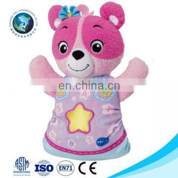 Beautiful Educational kids toy OEM custom cute stuffed soft toy plush pink teddy bear hand puppet