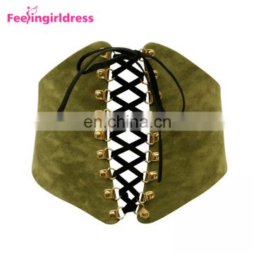 High Quality Custom Women Elastic Lace Up Belt Fashion Waistband Wide Waist Belt