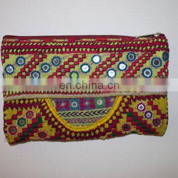 CLASSIC KUTCH BANJARA GYPSY TRIBE TRADITIONAL MIRROR EMB POUCH HAND BAG