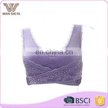 Quick dry lace decoration cheap comfortable nude sports bra