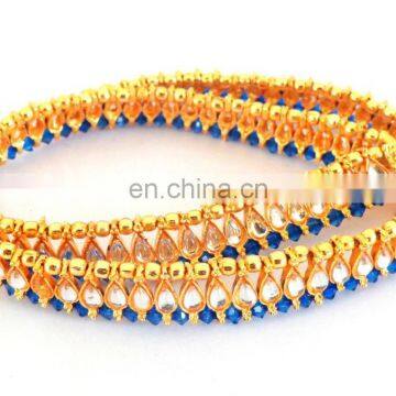 Indian Women's Wear Gold Plated Anklet-Bollywood Style Gold Plated Kundan Anklet Indian Traditional Kundan Anklet