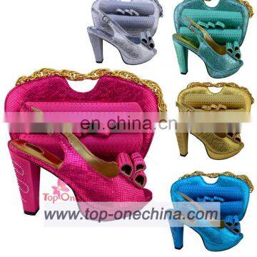 Nigeria high heel Italian shoes and bags/Lidies shoes matching bags fushia shoes bags