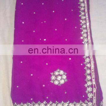 Ethnic Handmade Havey Stone Work Pink Jacquard Silk Saree Sari