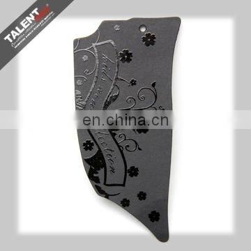 custom shaped paper fashion black spot uv swing tags for clothing