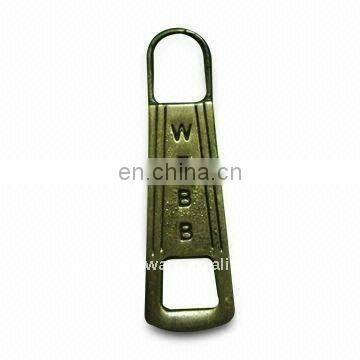 Metal clothing zipper puller