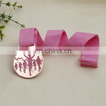 rose gold painted pink color women marathon medal