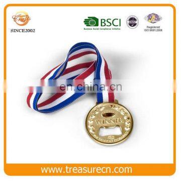 Promotional Golden Winner Alloy Medal With Bottle Opener