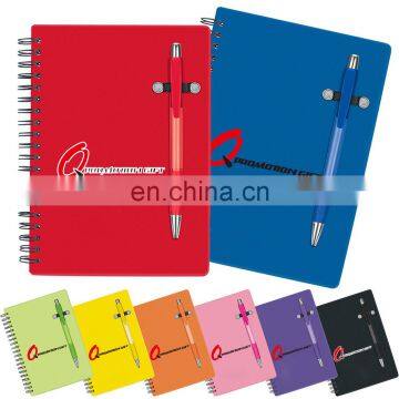 pen buddy spiral 70sheet lined notebook set with ball pen and translucent color cover