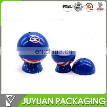 Cute round ball coin bank tin box for kids sign Captain American