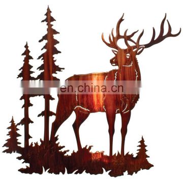 Christmas decor laser cut rusted metal deer art celebration