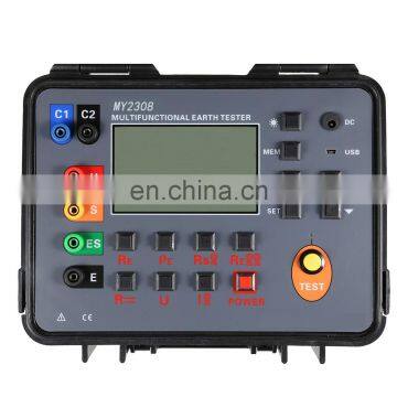 Double clamp grounding resistance tester soil resistivity ground voltage DC voltage and AC current